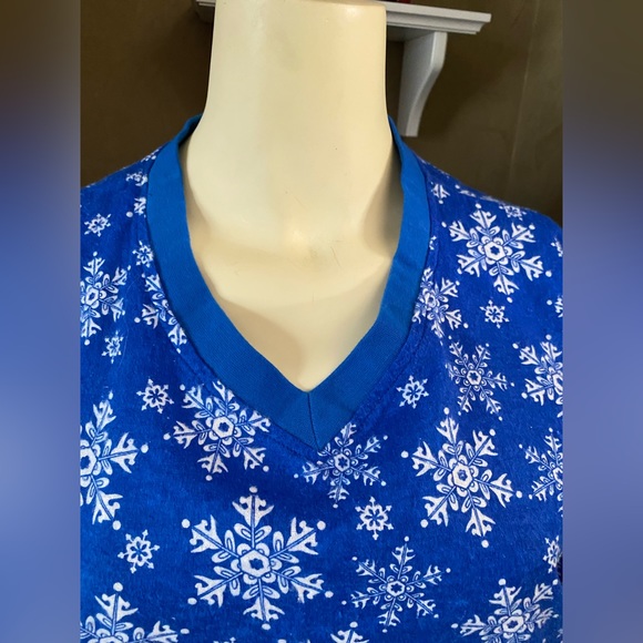 Cozee Corner 100% Cotton Shirt Snowflake V-Neck Long Sleeves Flannel Nightgown M - Picture 2 of 11
